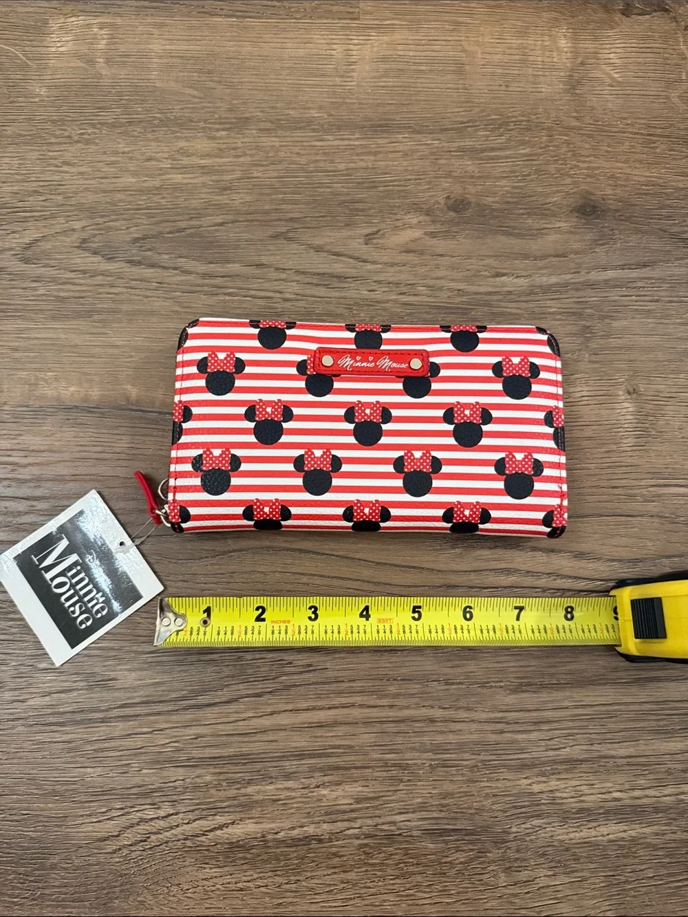 Disney Minnie Mouse Red and White Stripe Zip Wallet